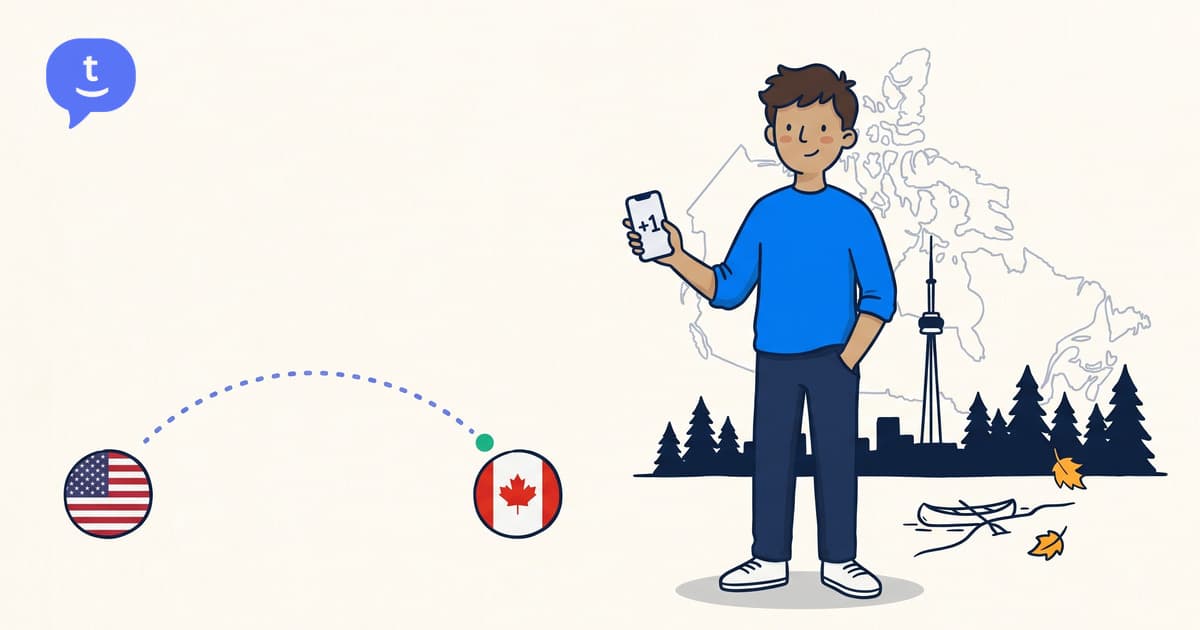 Illustration: calling Canada from United States on a phone — TwinPhone guide