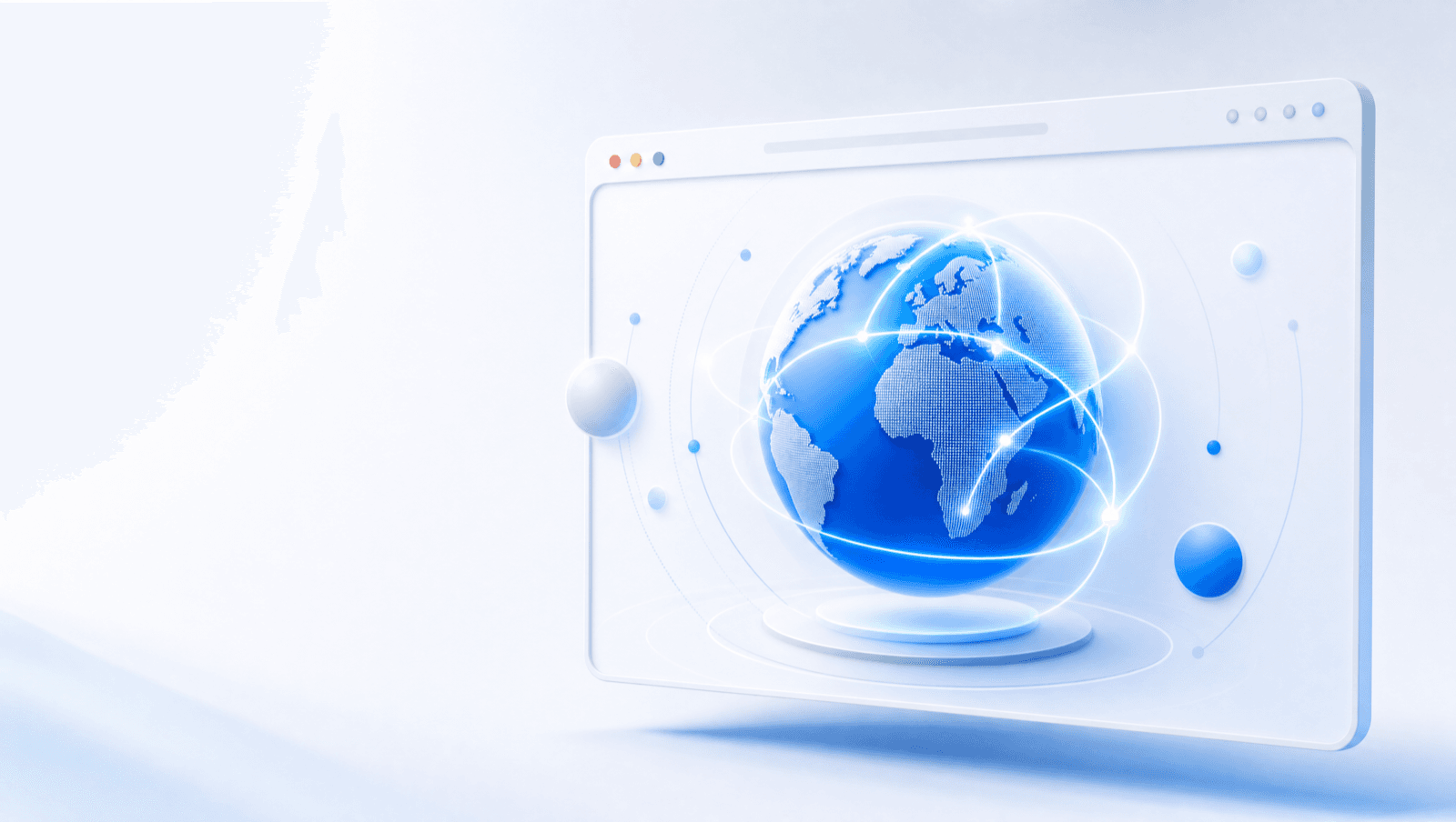 A web browser showing a glowing globe with worldwide call connections