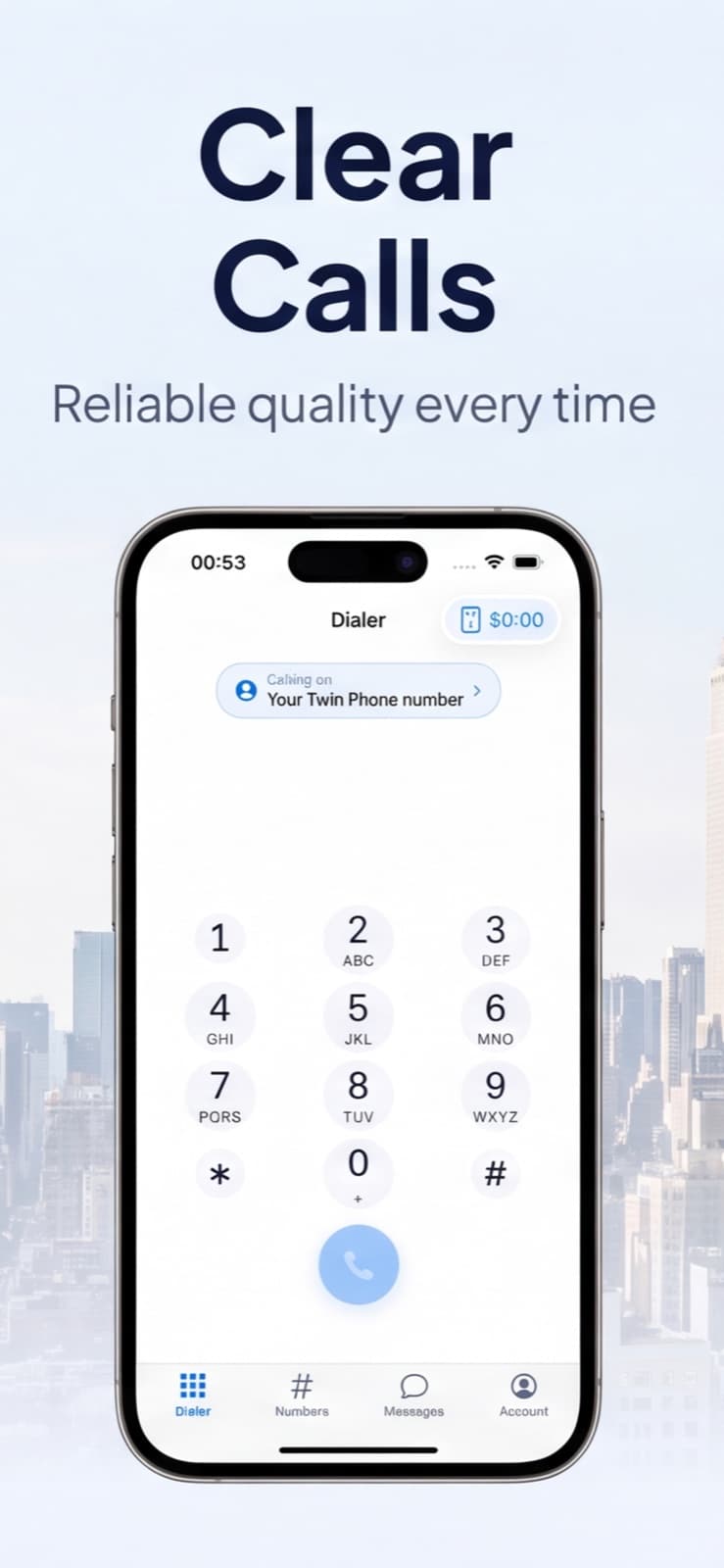 TwinPhone-Wähltastatur für Internetanrufe auf dem iPhone
